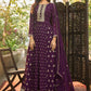 Anarkali Suit Faux Georgette Purple Embroidered Salwar Kameez