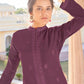 Designer Kurti Faux Georgette Purple Embroidered Kurtis