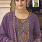 Floor Lenght Salwar Suit Faux Georgette Purple Embroidered Salwar Kameez