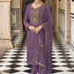 Floor Lenght Salwar Suit Faux Georgette Purple Embroidered Salwar Kameez