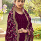 Palazzo Salwar Suit Faux Georgette Purple Embroidered Salwar Kameez