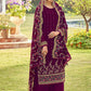 Palazzo Salwar Suit Faux Georgette Purple Embroidered Salwar Kameez