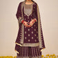 Salwar Suit Faux Georgette Purple Embroidered Salwar Kameez