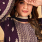 Straight Salwar Suit Faux Georgette Purple Embroidered Salwar Kameez