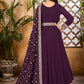 Salwar Suit Faux Georgette Purple Embroidered Salwar Kameez