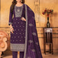 Salwar Suit Faux Georgette Purple Embroidered Salwar Kameez