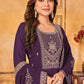 Salwar Suit Faux Georgette Purple Embroidered Salwar Kameez