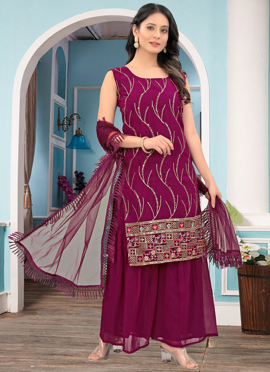 Salwar Suit Faux Georgette Rani Embroidered Salwar Kameez