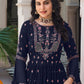 Salwar Suit Faux Georgette Blue Embroidered Salwar Kameez