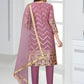 Salwar Suit Faux Georgette Purple Embroidered Salwar Kameez