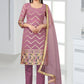 Salwar Suit Faux Georgette Purple Embroidered Salwar Kameez