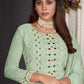 Salwar Suit Faux Georgette Sea Green Embroidered Salwar Kameez