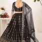 A Line Lehenga Faux Georgette Black Embroidered Lehenga Choli