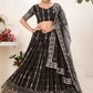 A Line Lehenga Faux Georgette Black Embroidered Lehenga Choli