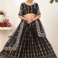 A Line Lehenga Faux Georgette Black Embroidered Lehenga Choli