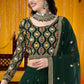 A Line Lehenga Faux Georgette Green Embroidered Lehenga Choli