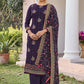 Palazzo Salwar Suit Faux Georgette Purple Embroidered Salwar Kameez