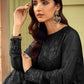 Straight Salwar Suit Faux Georgette Black Embroidered Salwar Kameez