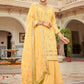 Salwar Suit Faux Georgette Yellow Embroidered Salwar Kameez