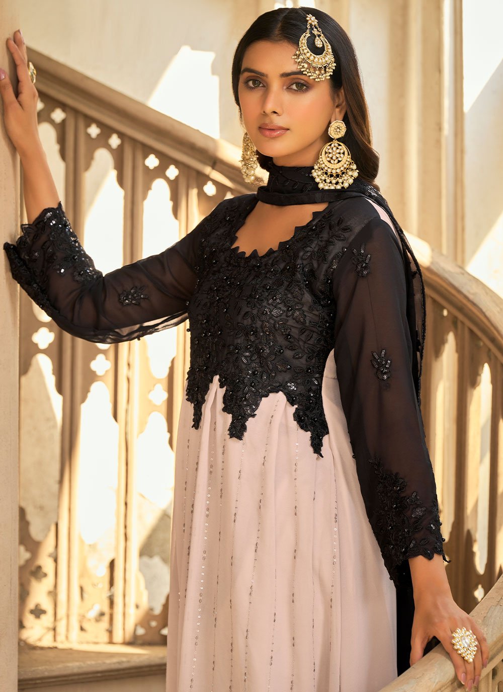 Pakistani Salwar Suit Faux Georgette Black Peach Embroidered Salwar Ka Kajols Indian Pakistani Fashion Tailoring