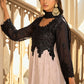 Pakistani Salwar Suit Faux Georgette Black Peach Embroidered Salwar Kameez