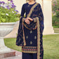 Salwar Suit Faux Georgette Blue Embroidered Salwar Kameez