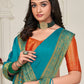 Classic Chinon Silk Firozi Patch Border Saree