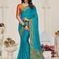 Classic Chinon Silk Firozi Patch Border Saree