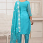 Floor Lenght Salwar Suit Georgette Firozi Embroidered Salwar Kameez