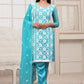 Floor Lenght Salwar Suit Georgette Firozi Embroidered Salwar Kameez