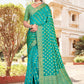 Classic Silk Firozi Patch Border Saree
