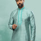 Kurta Pyjama Art Silk Firozi Embroidered Mens