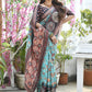 Classic Cotton Silk Firozi Print Saree