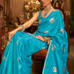 Classic Handloom Silk Satin Firozi Weaving Saree
