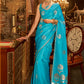 Classic Handloom Silk Satin Firozi Weaving Saree
