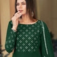 Floor Lenght Salwar Suit Georgette Green Mirror Salwar Kameez