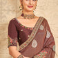 Contemporary Khadi Silk Brown Embroidered Saree