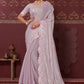 Trendy Saree Silk Blend Lavender Embroidered Saree