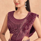 Lehenga Style Saree Art Silk Purple Embroidered Saree