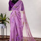Classic Organza Purple Floral Patch Saree