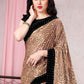 Contemporary Lycra Brown Floral Patch Saree