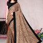 Contemporary Lycra Brown Floral Patch Saree
