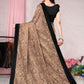 Contemporary Lycra Brown Floral Patch Saree