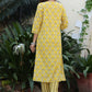 Straight Salwar Suit Cotton Yellow Floral Patch Salwar Kameez