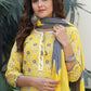 Straight Salwar Suit Cotton Yellow Floral Patch Salwar Kameez