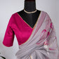 Contemporary Organza Grey Floral Patch Saree