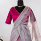 Contemporary Organza Grey Floral Patch Saree