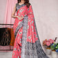 Classic Jute Peach Floral Patch Saree