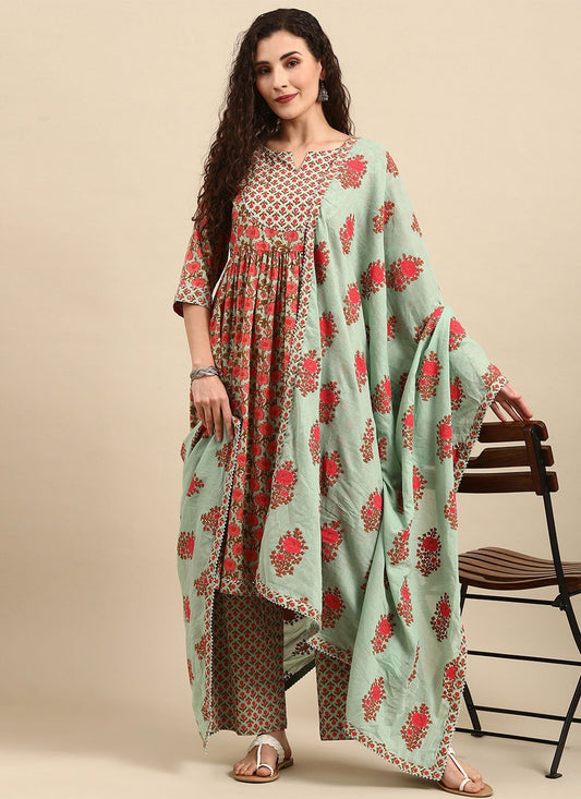 Salwar Suit Cotton Multi Colour Floral Patch Salwar Kameez