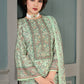 Straight Salwar Suit Muslin Sea Green Floral Patch Salwar Kameez